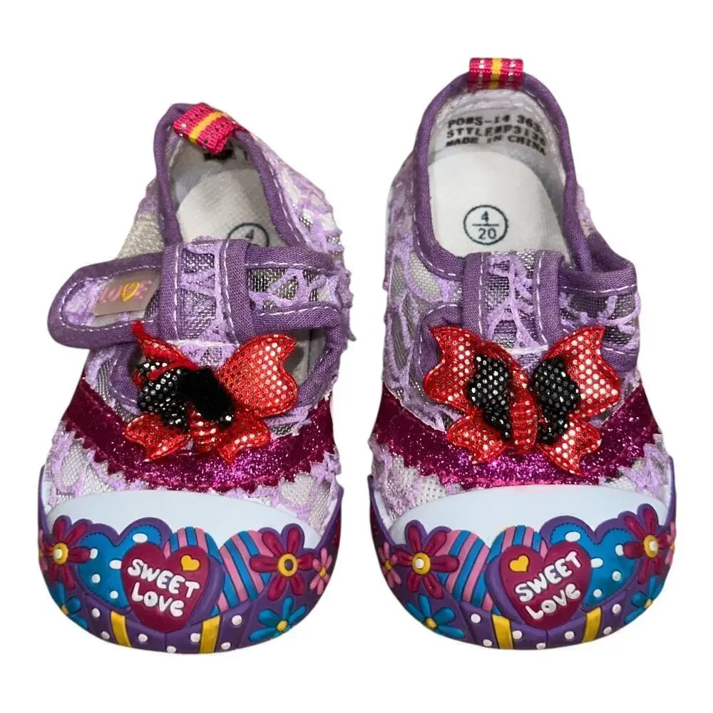 Frisky Purple Lace Rubber Mary Jane Toddler Girls Shoes Size 20 US 4